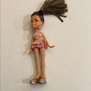 Stylish Doll with Multicolored Dress and Brown Hair